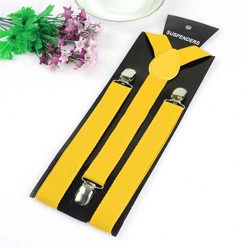 Elastic Unisex Clip-on Suspenders, Stretch Y-shape Adjustable Braces