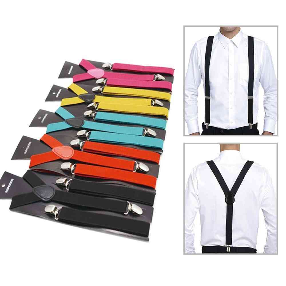 Unisex Clip-on Suspenders, Elastic Y-shape Adjustable Braces With 3 Clips