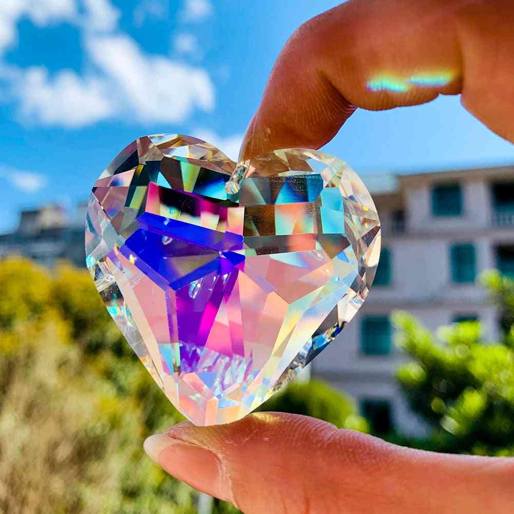 Hjärtkristall prismor solfångare ljuskrona