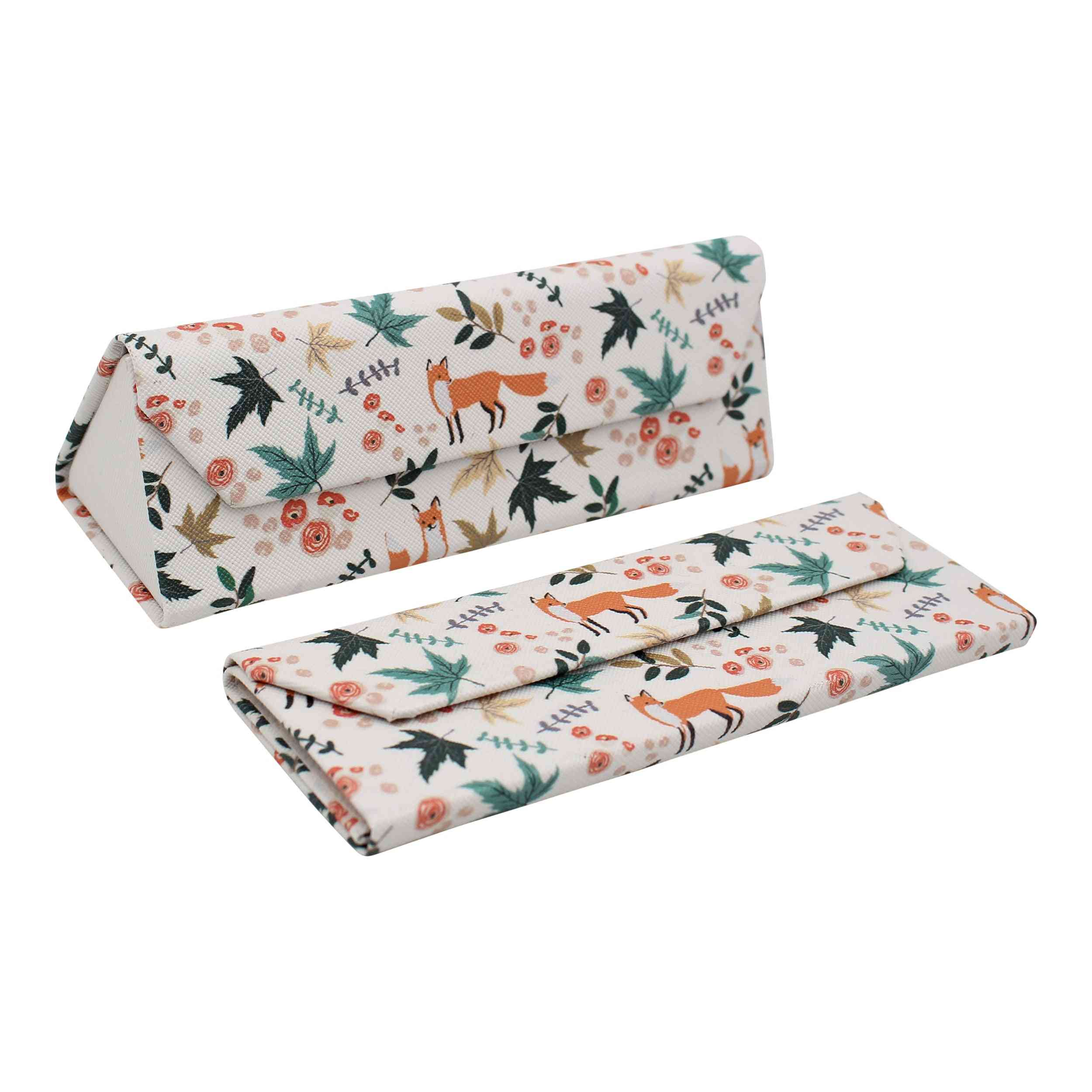 Pu Leather Glasses Case - Foxes Print (small)