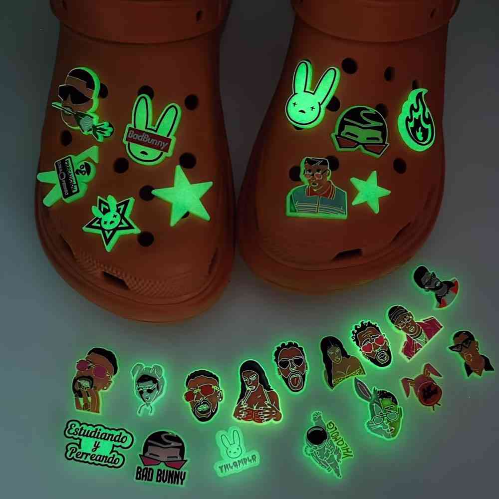 Glow Dark- Croc Charms, Bad Bunny Pvc, Shoes Accessories