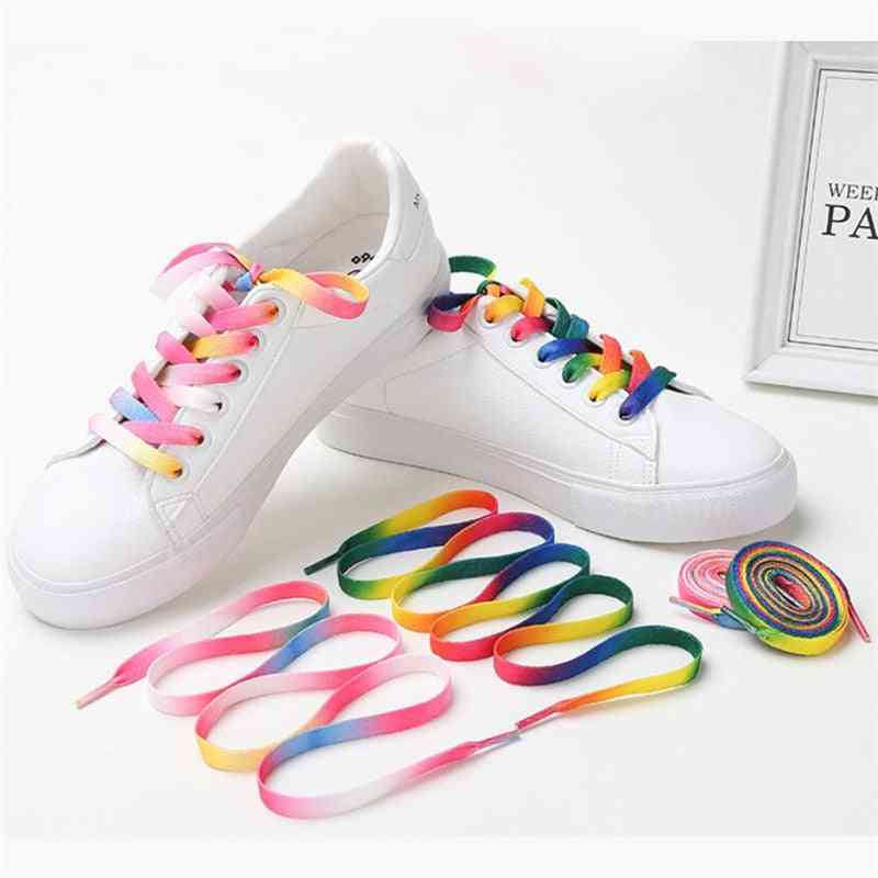 Rainbow Colorful Flat Fashion Printed Gradient Shoes Laces