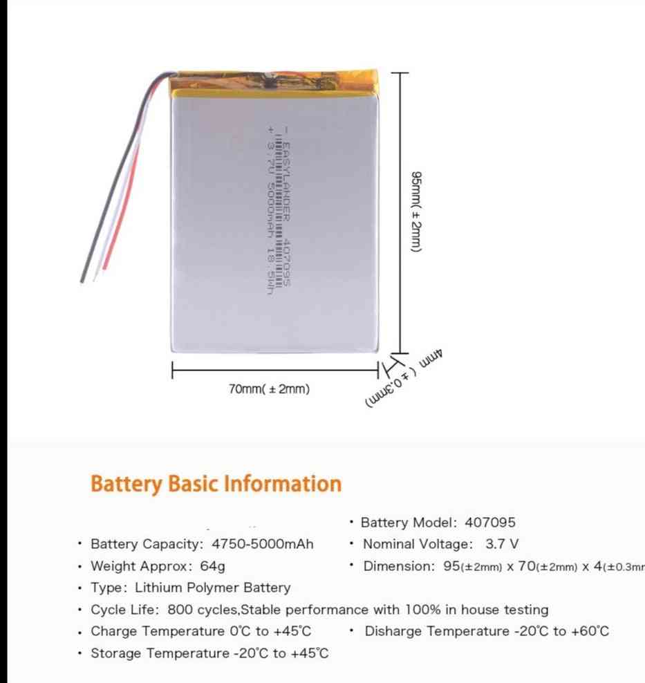 Li-ion Battery For Tablet Pc 7 Inch Mp3 Mp4 Replace