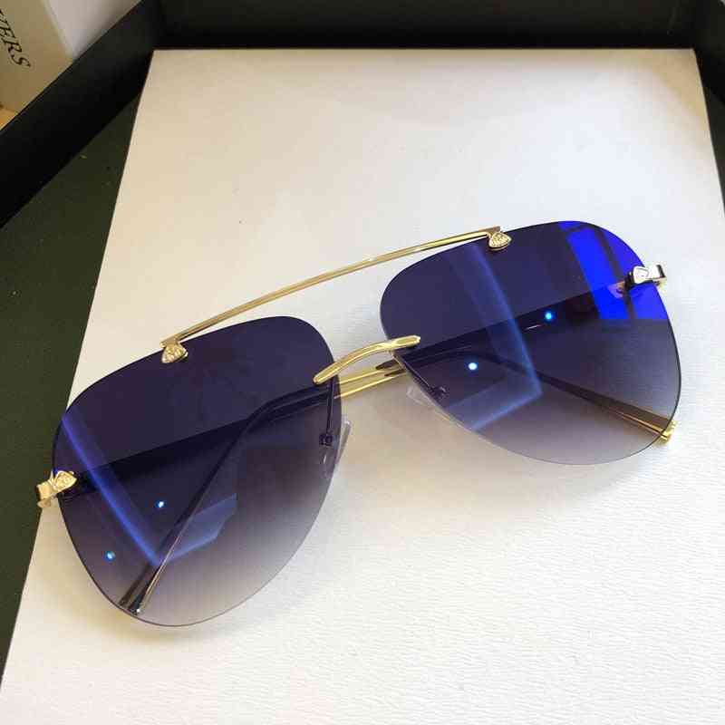 Luxury Designer Fashion Oval Rimless Sunglasses