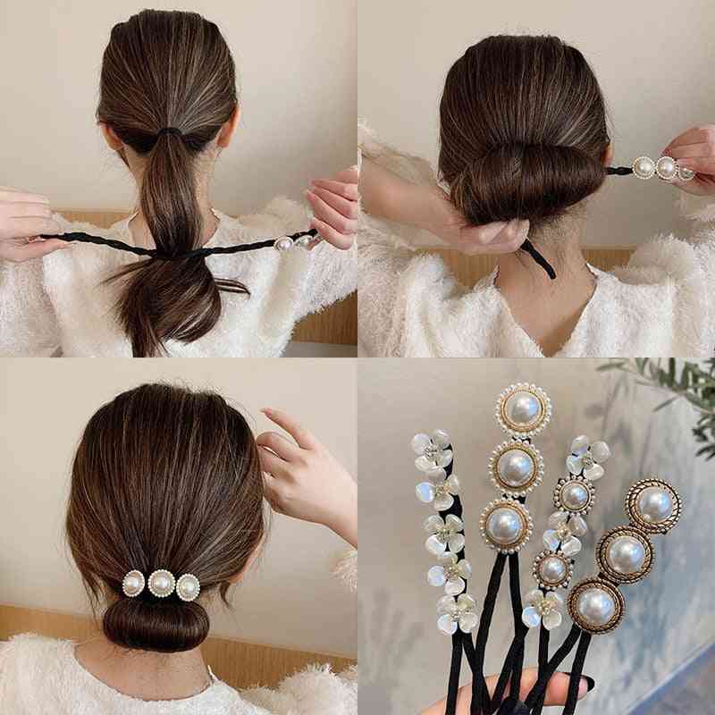 Kvinnor elegant mode blomma pärla hårnål