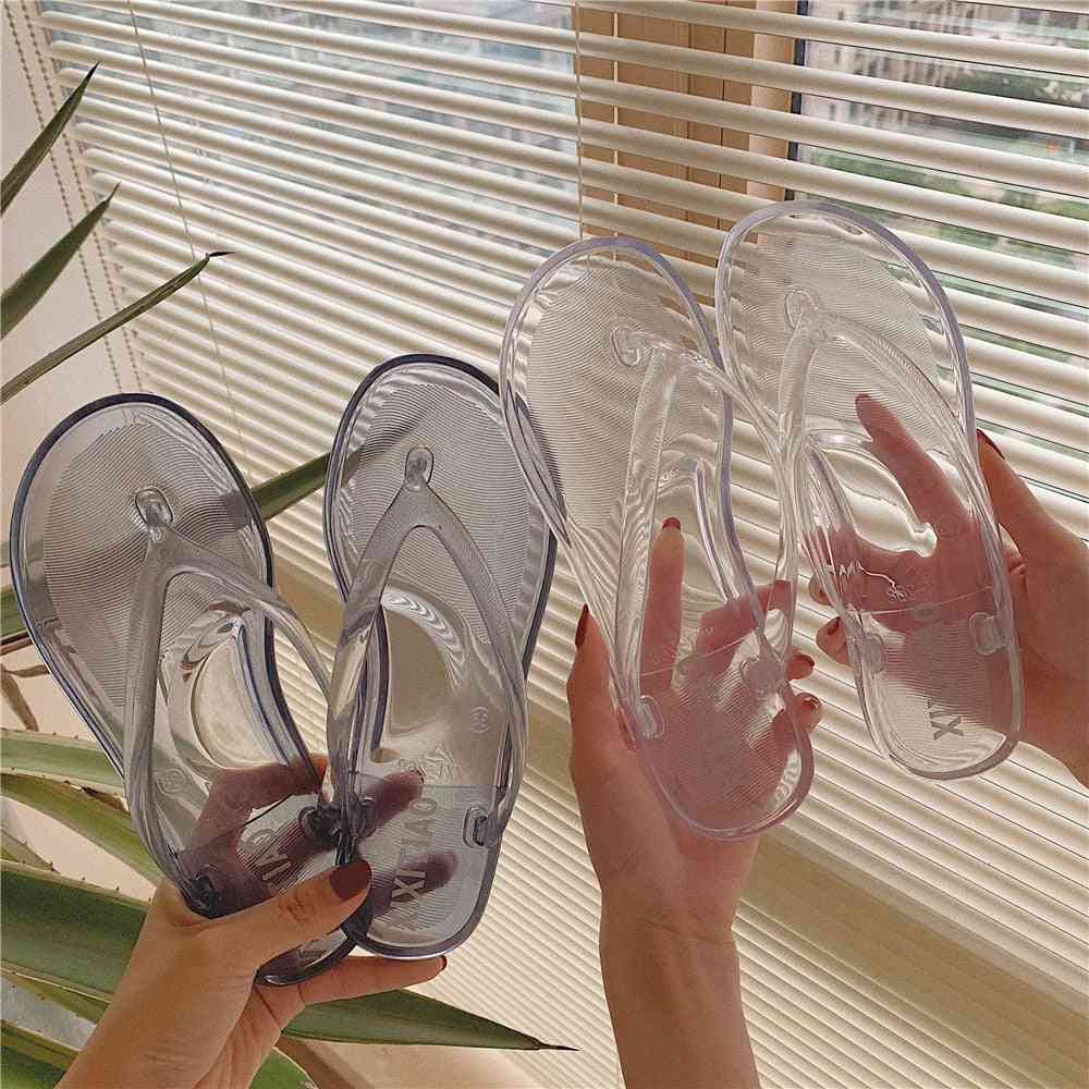 Women's Transparent Flip-flops Slides Gel Shoes Anti-skip Simple Slippers