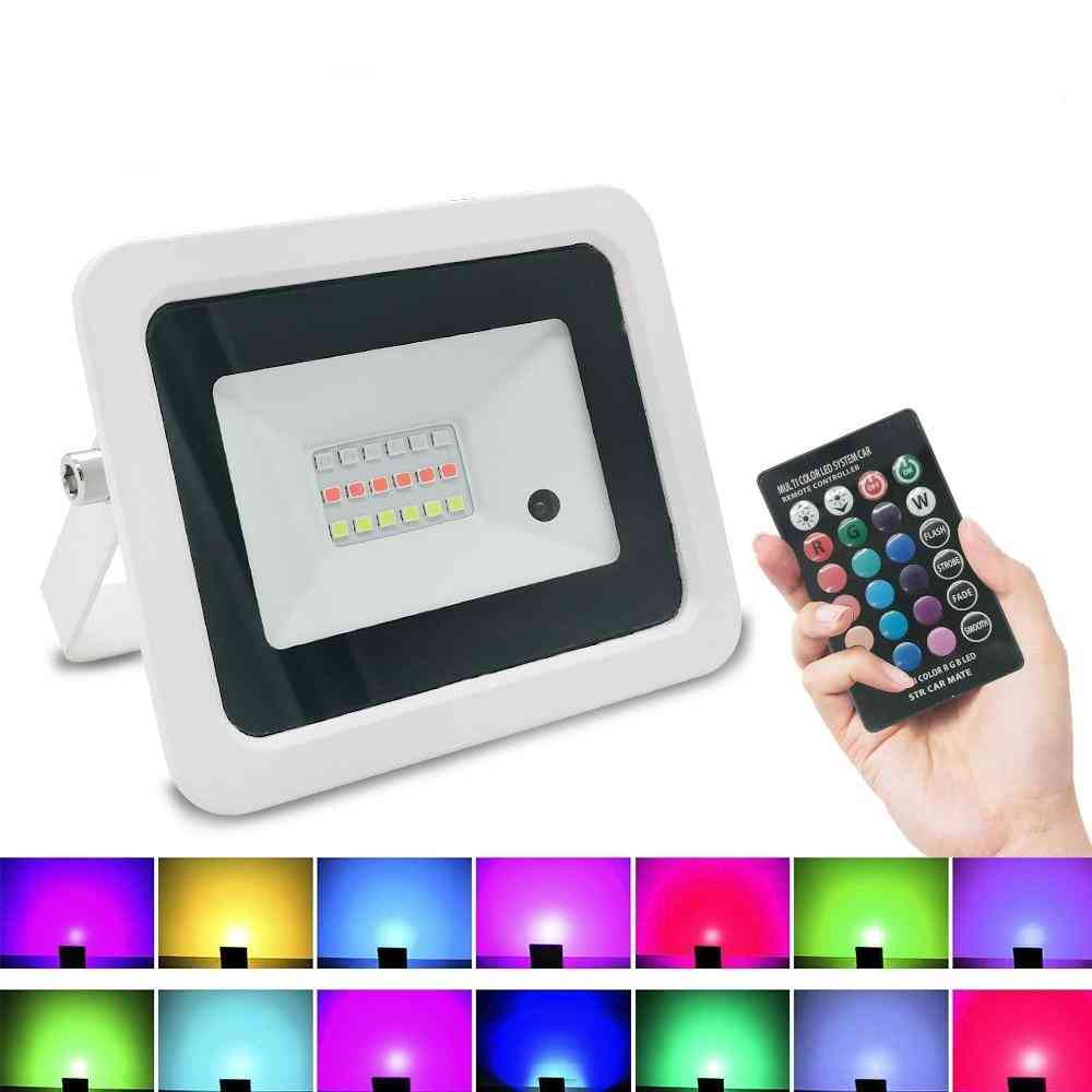 Led Rgb Flood Light, Ip68 Outdoor Spotlight With Color Remote Controller