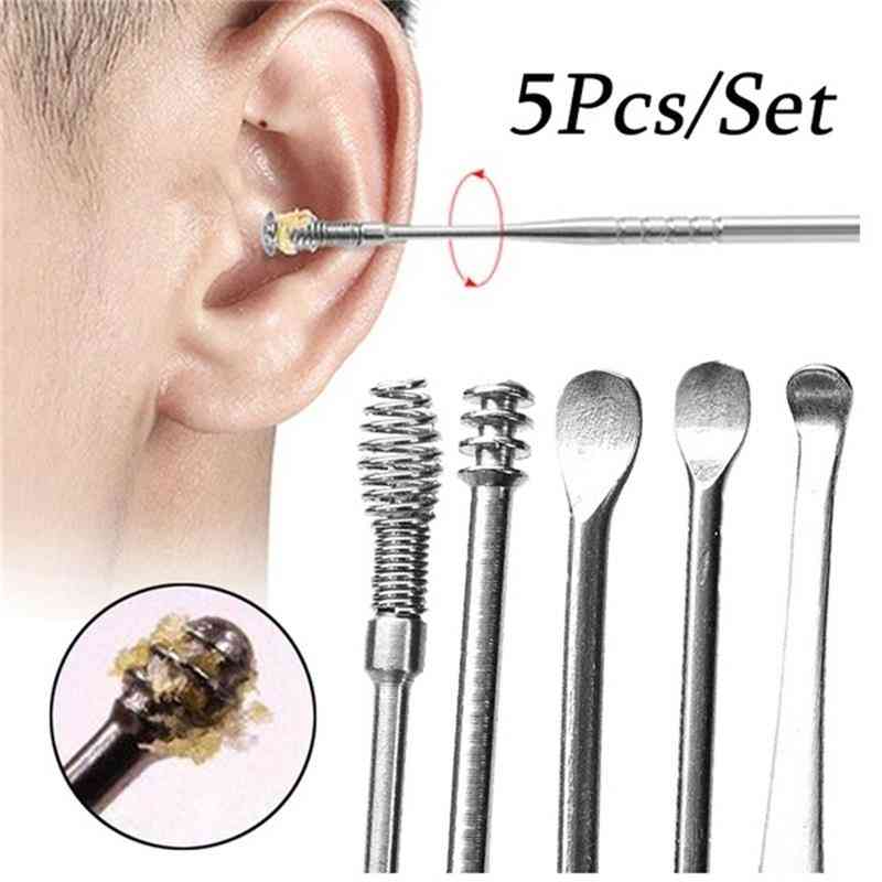 Unisex Stainless Steel Spiral Ear Pick Spoon