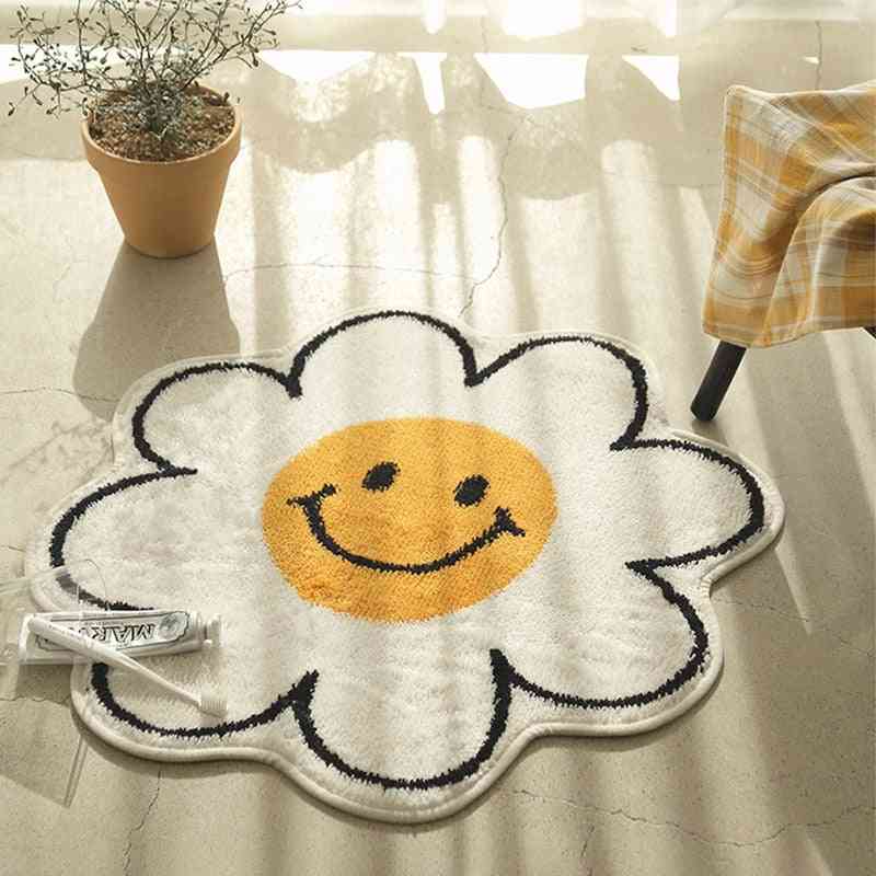 Smiley Flower Carpet Bedroom Bedside Rugs