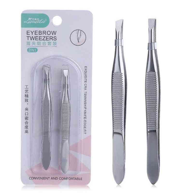 Professional Slanted/flat Stainless Steel Eyebrow Face Hair Remover Tweezers