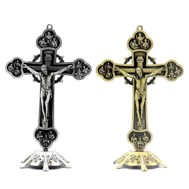Church Relics Crucifix Jesus Christ On The Stand Cross Figurines