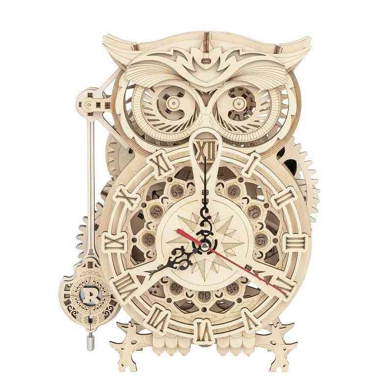 Rokr Creative Diy 3d Owl Clock Wooden Model