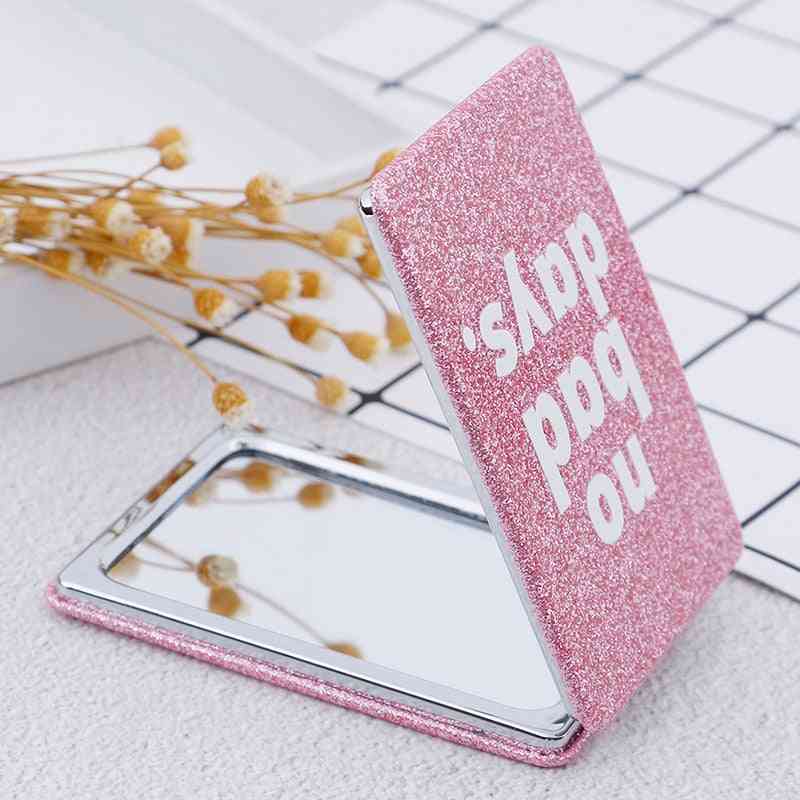 Portable Square Double-side Folding Cosmetics Pink Mirrors