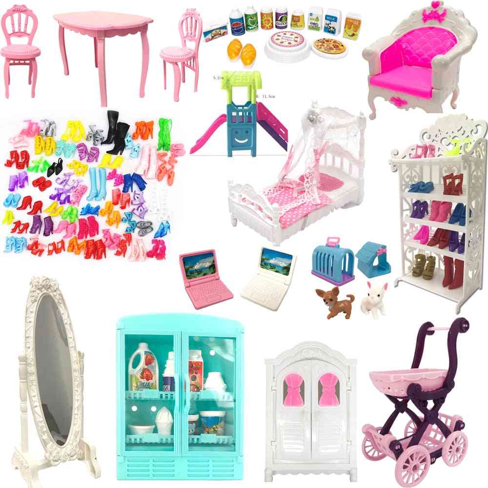 1 Set  Furniture Fashion Fridge Wardrobe Chair Shoes For Barbie Doll Accessories