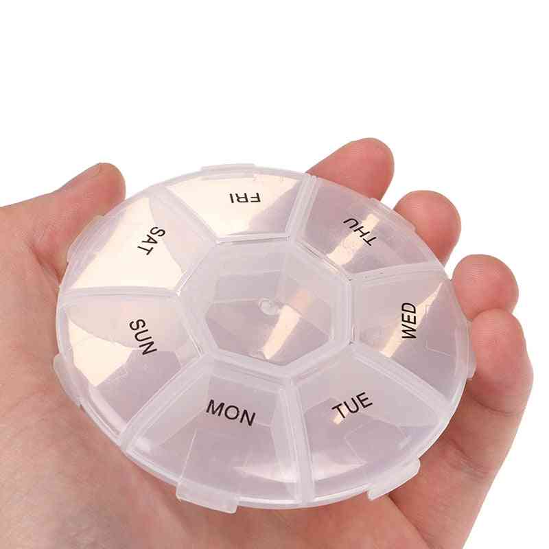 Round Daily Weekly Tablet Pill Case Splitter Medicine Dispenser