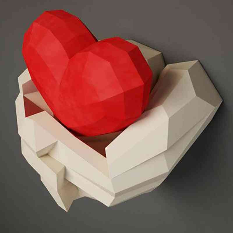 Händer med hjärta pappersskulptur papercraft pusselleksak