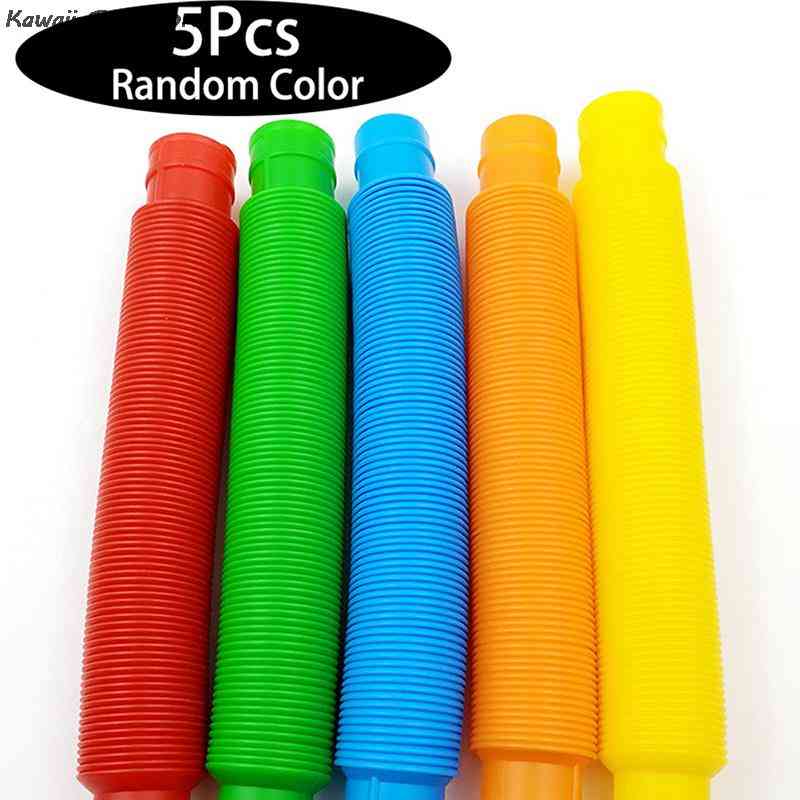 5pcs Mini Pop Tubes Sensory Toy For Adult Fidget Stress Relieve Kid Autism Anti Stress Plastic Bellows Squeeze Toy