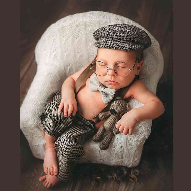 Newborn  Romper Hat Suits Set With Suspenders