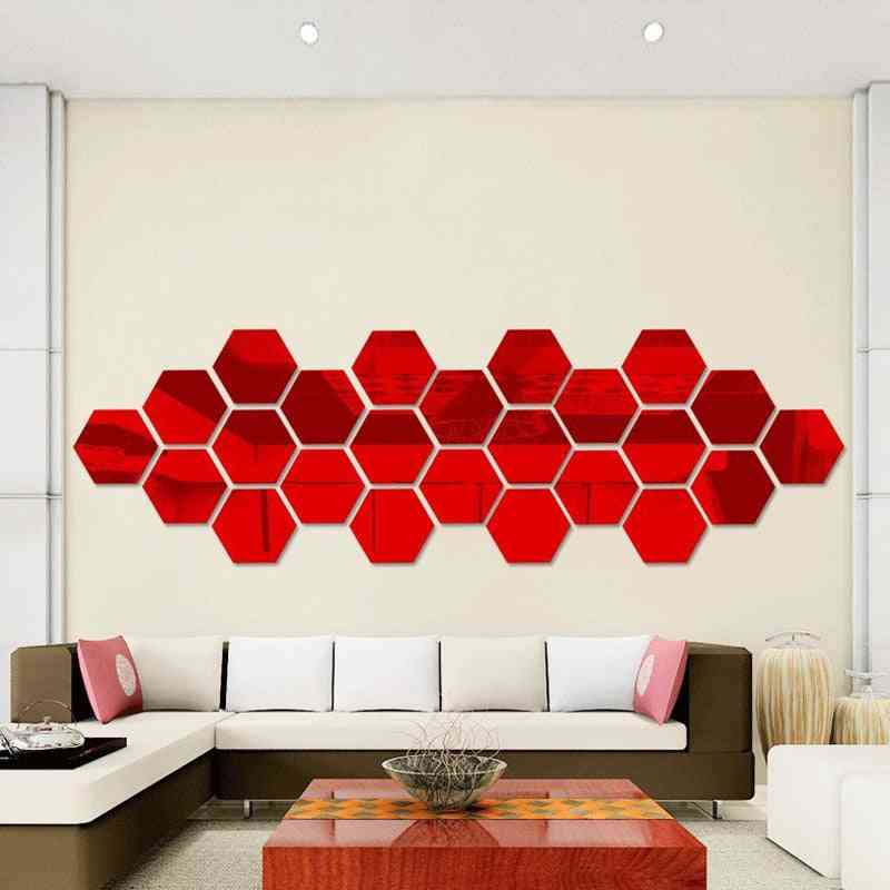 3d Mirror Hexagon Wall Stickers Restaurant Aisle Floor