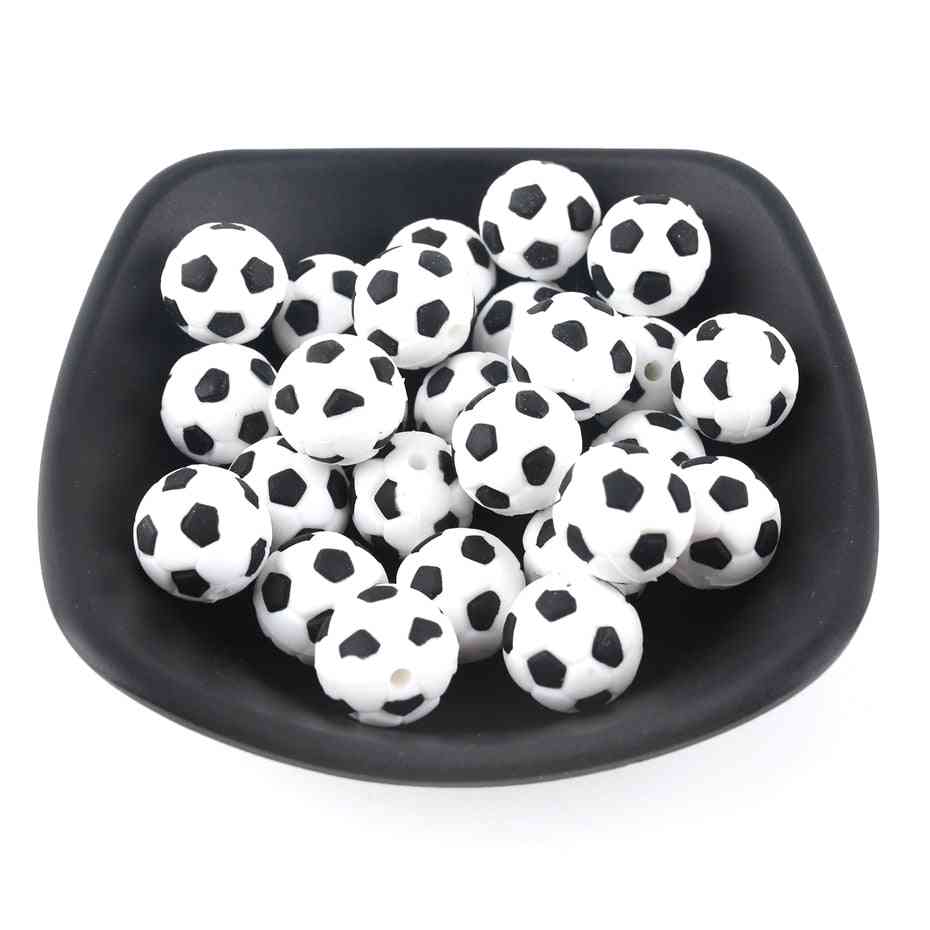 Football Soccer- Silicone Beads For Pacifier Clips