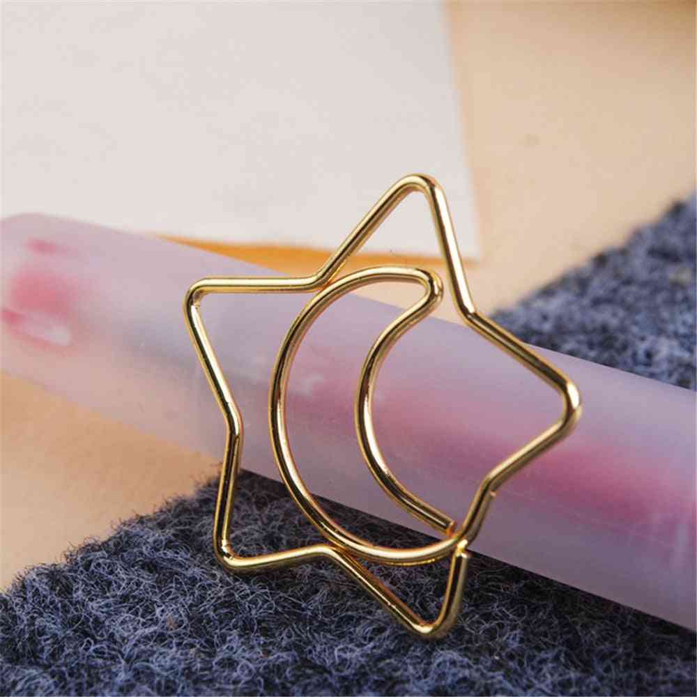 Cute Gold Star Moon Metal Bookmark Paper Clips For Book
