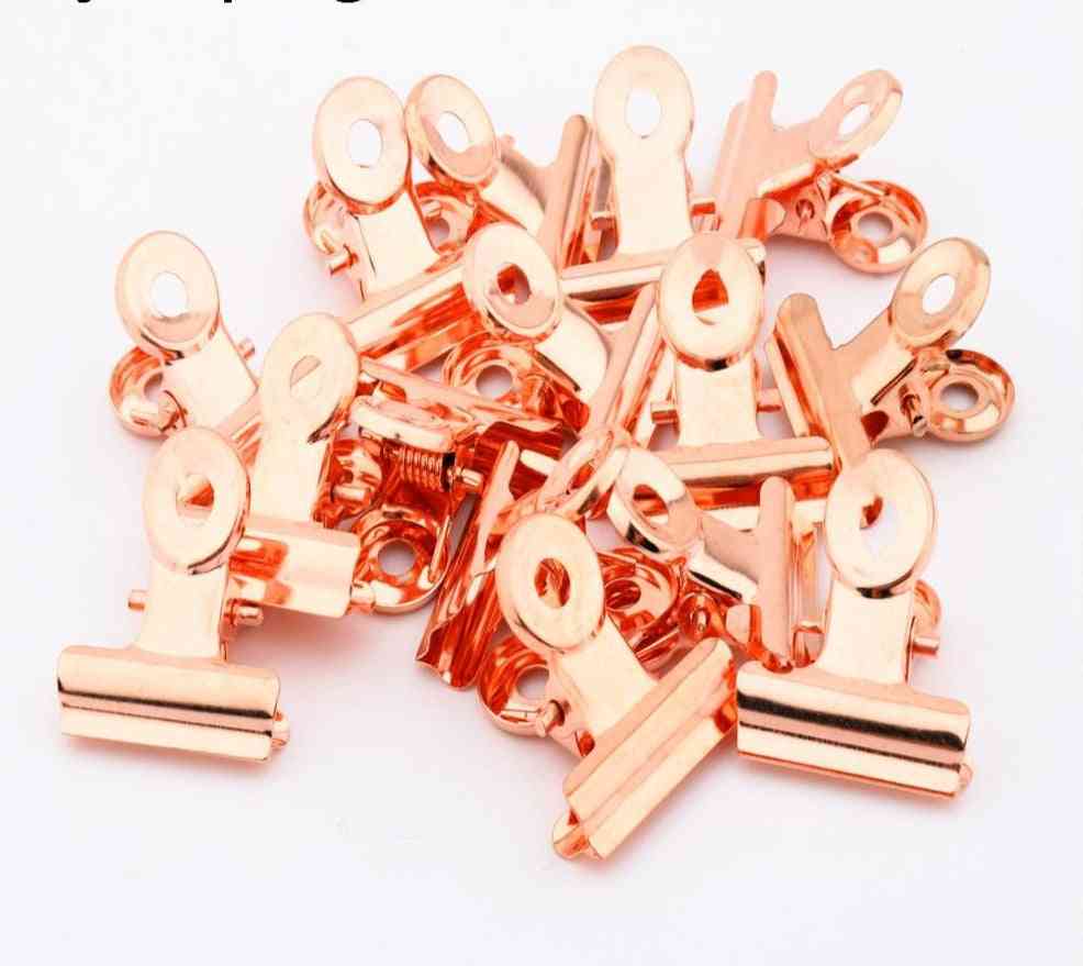 Rose Gold- Round Metal Clamp, Paper Bookmark Clips