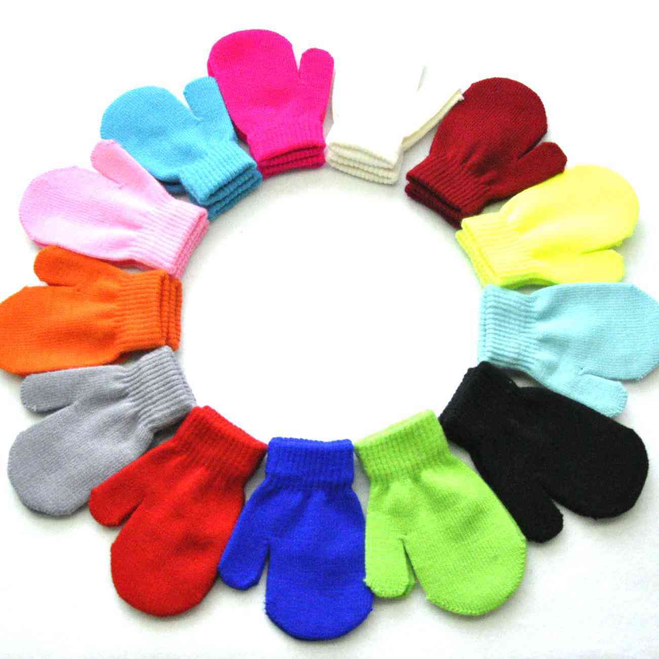 Solid Candy Color Knitted Baby Gloves