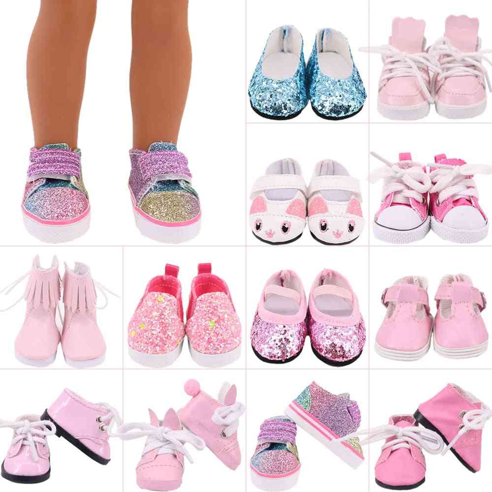 Doll Shoes For Pink Shiny Cute Cat Pattern,doll Accessories