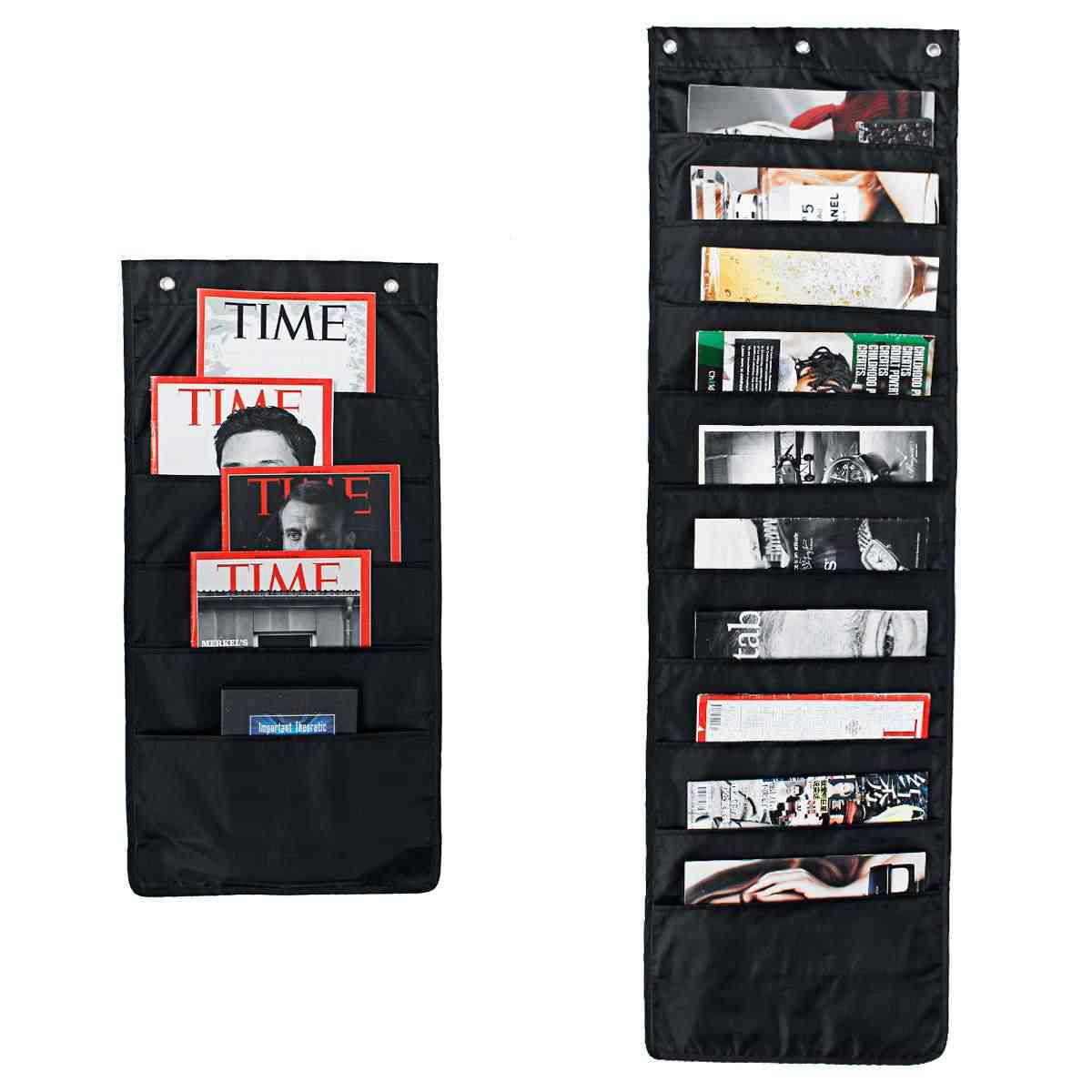 Magazines File Organizer Storage Hanging Bags Pockets + Hooks