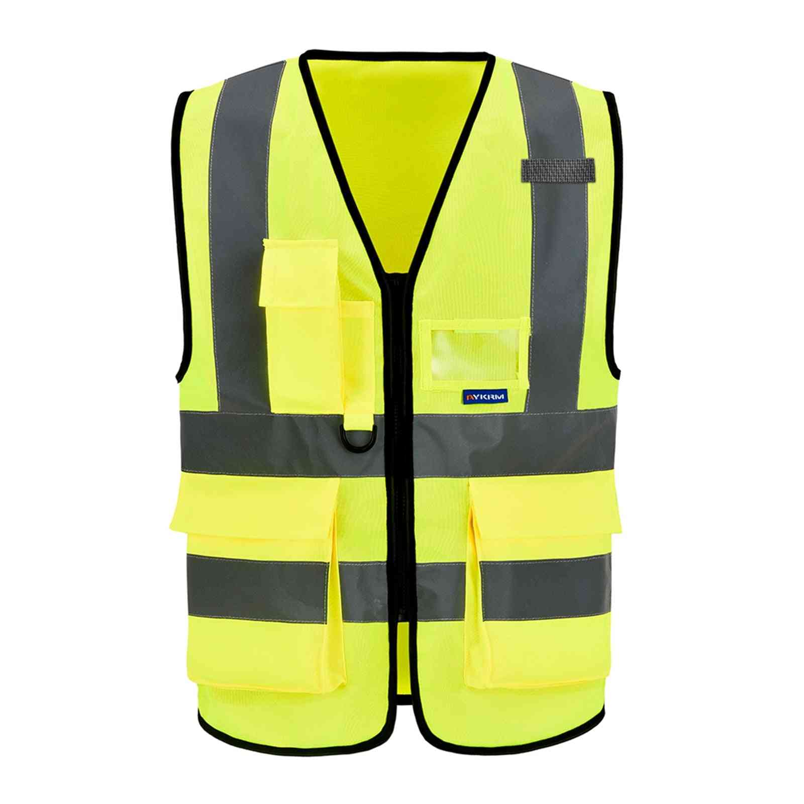 High Visibility Reflective Zip Pocket Security Waistcoats Jacket