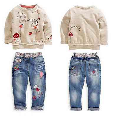 Forårs babytøj langærmet sweater + jeansdragt