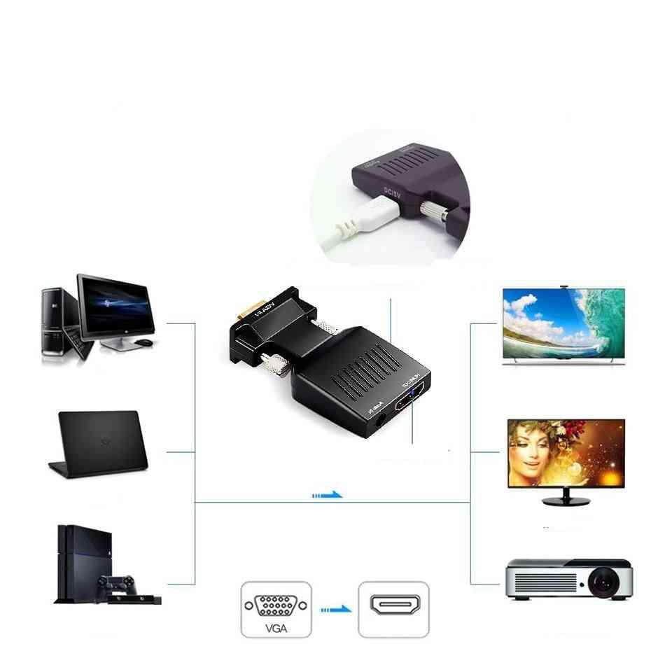 Vga To Hdmi Converter Adapter With Audio Full Hd