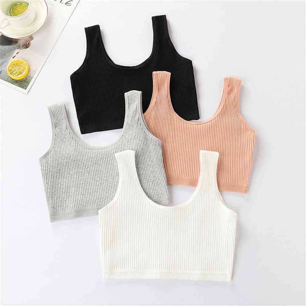 Soft Cotton Underwear Kids Girl Solid Color Vest Bra Tank Top Crop Tops For Girl 9-16years