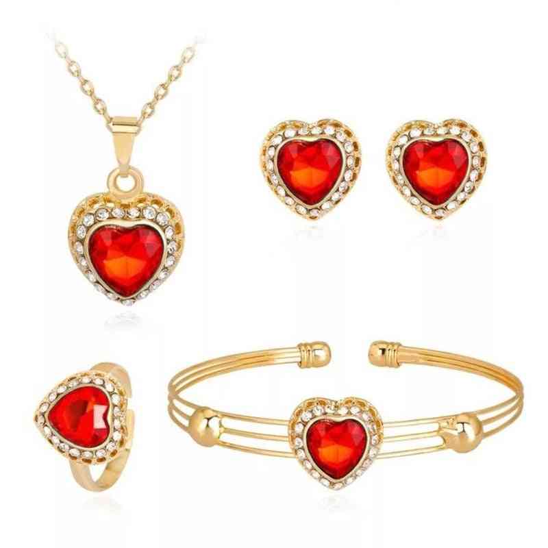 Crystal Love Heart Jewelry Sets For Women