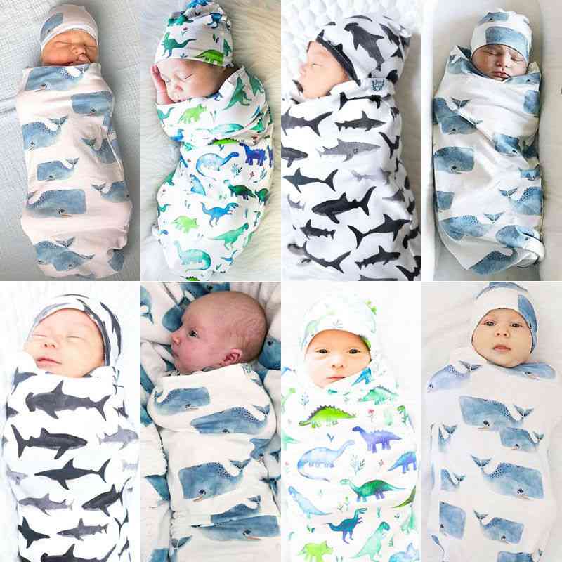 Svepande sovsäck +hatt för nyfödd baby
