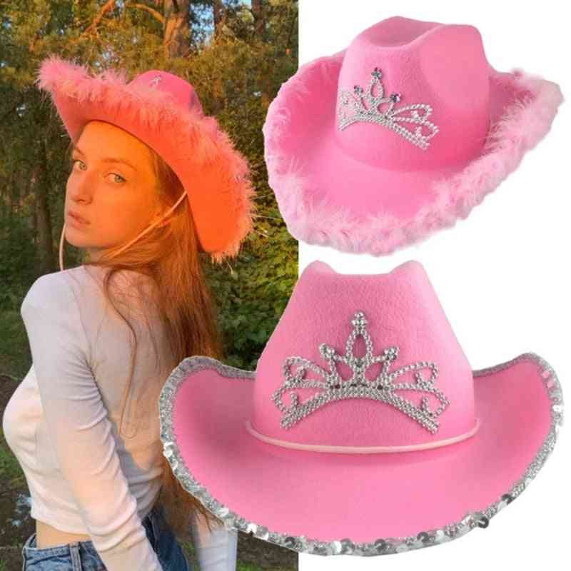 New Pink Western Style Cowgirl Hat For Women Party Cap
