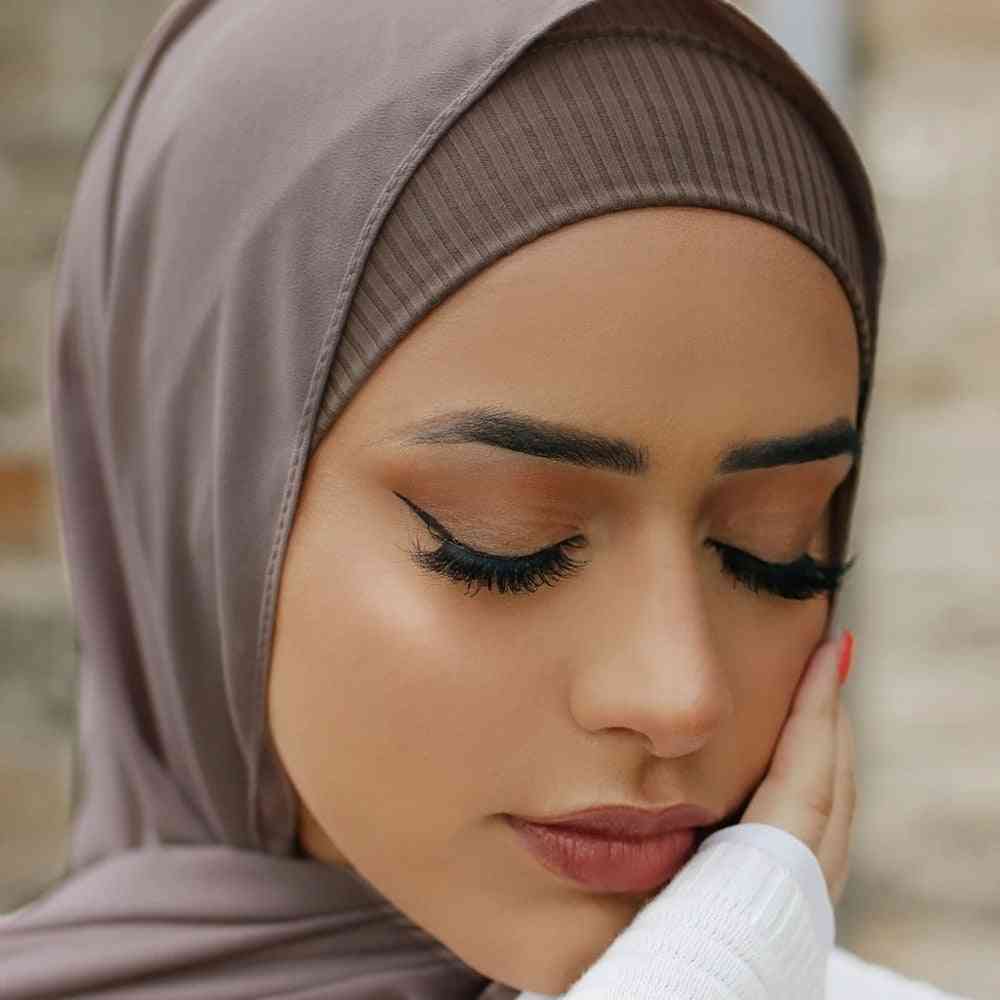 Ribbet stretchy- indre islamisk hijab, pandebåndsrør, halstørklæde