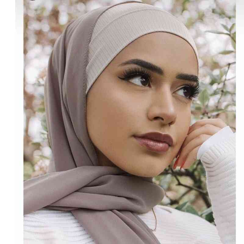 Ribbad stretchig- inre islamisk hijab, pannbandsrör, halsduksmössa