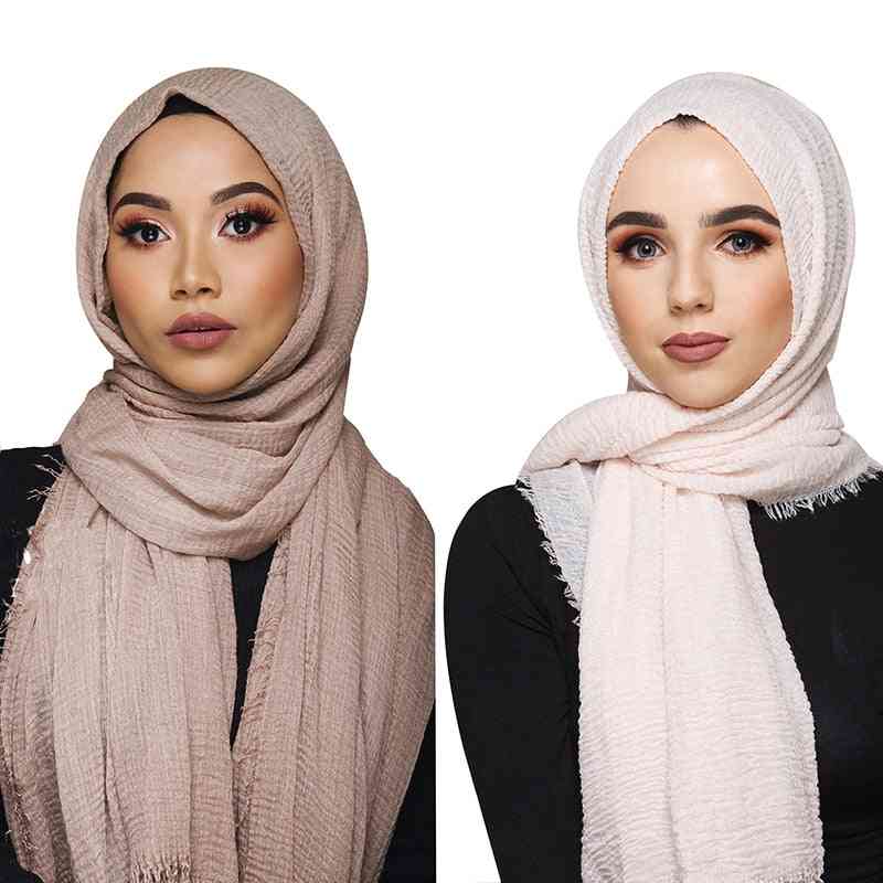Women Muslim Crinkle Hijab Or Scarf - Soft Cotton Headscarf - Islamic Hijab Or Shawls