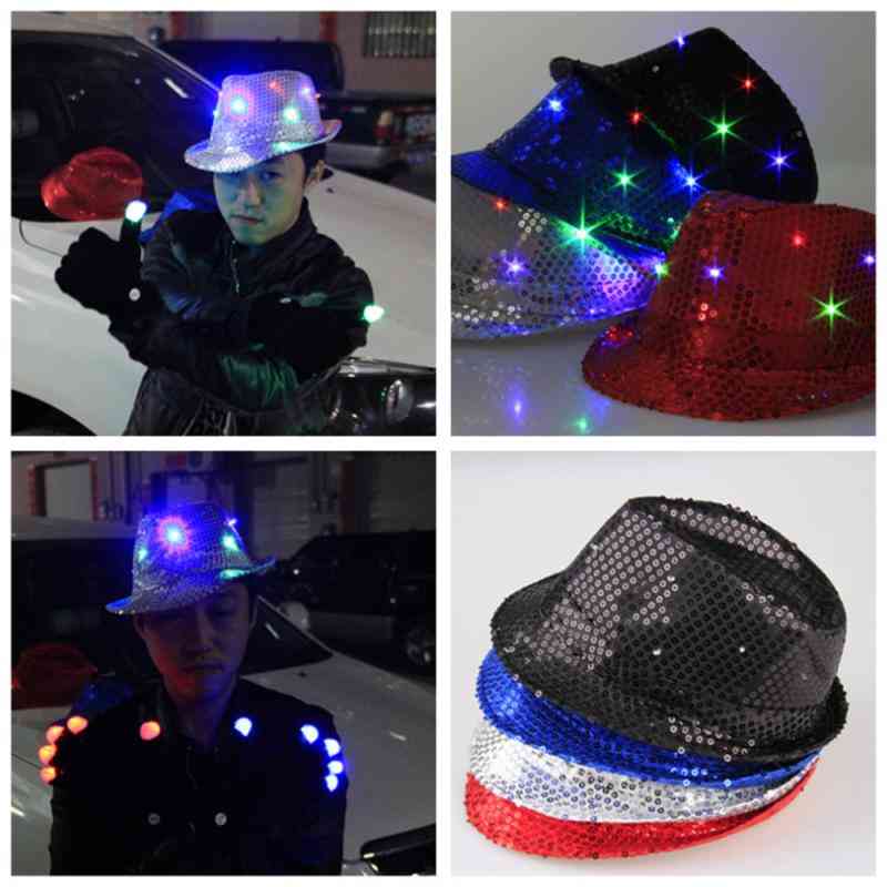 Glowing Led Light Up Blinking Flashing Sequin Party Hat