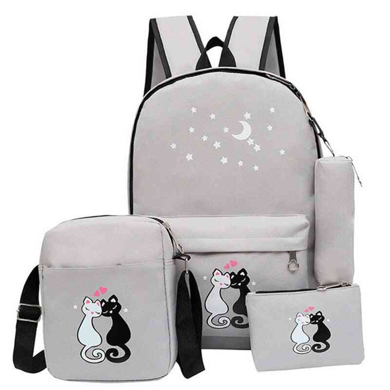 New Cute Cat Cartoon School Backpacks For Teenager