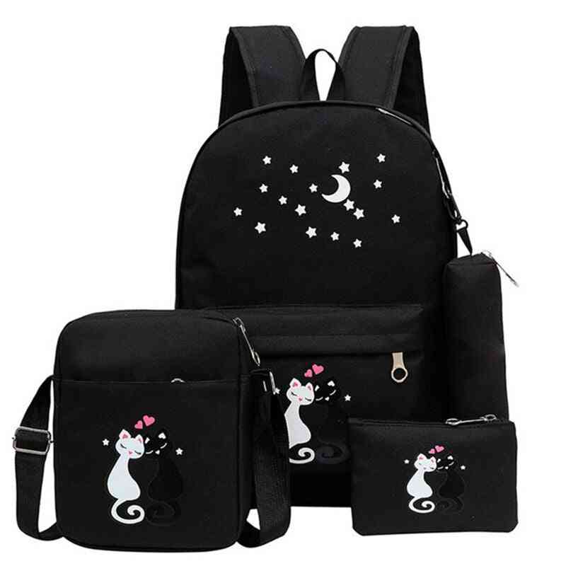 New Cute Cat Cartoon School Backpacks For Teenager