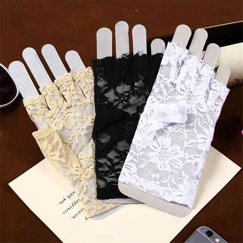 Lace Mittens For Bride Women Fingerless Gloves