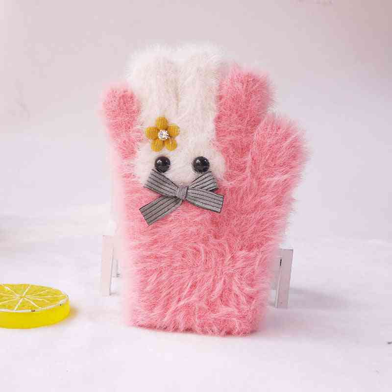 Winter Full Finger Gloves, Cute Animal Cartoon Mittens