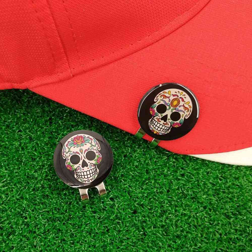 Magnet Alloy Black Skull Golf Ball Marker Hat Clip