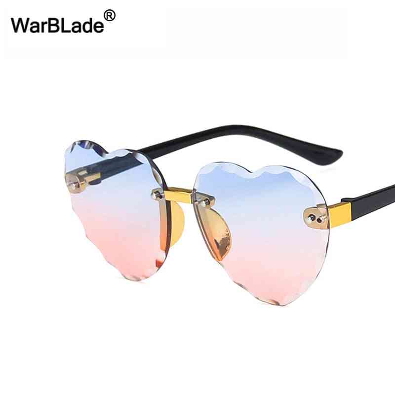 Cute Heart Rimless Sunglasses Uv400 Protection Eyewear