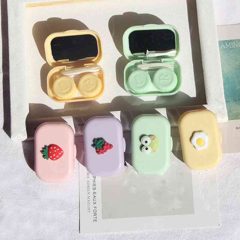 Women Small Contact Lens Case With Mirror - Mini Rubber Paint