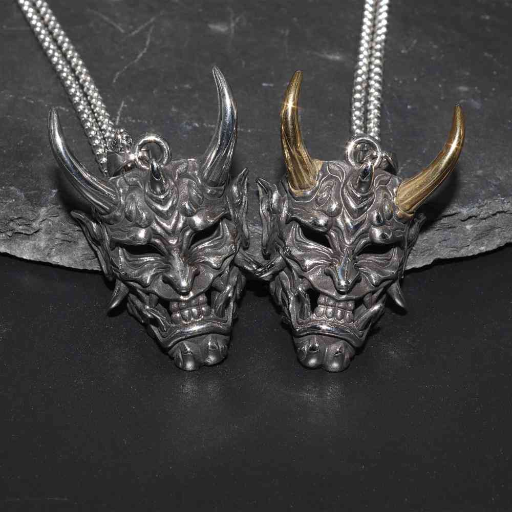 Stainless Steel Necklace Fangs Demon Mask Pendant