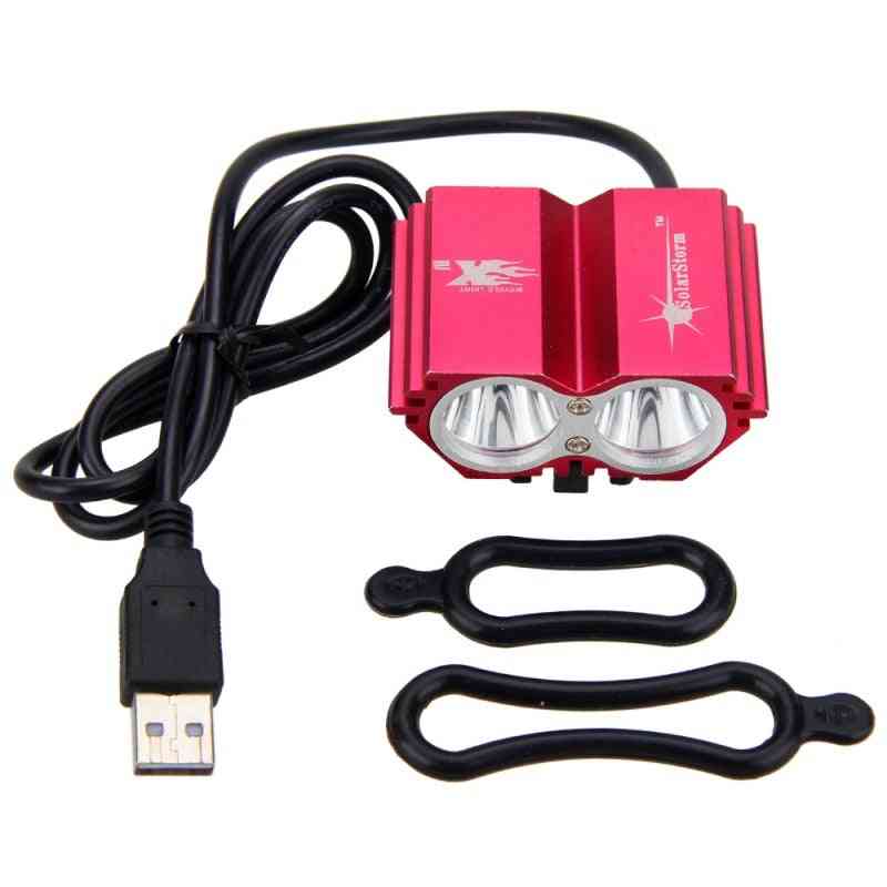 Waterproof Usb Bike Light 8000lm 2 X T6 Led Front Bicycle Headlight Dual Lamps