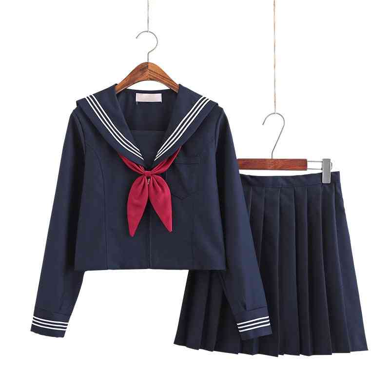 Japanska jk uniformer skolklänningar för - marinblå sjömanskostym